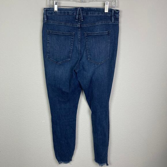 Good American Blue Denim Good Legs Raw Hem Jeans 14 - Picture 3 of 6
